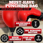 Load image into Gallery viewer, Punching Bag with Stand Height Adjustable Reflex Boxing Bag with Stand & Gloves Spring Mounted for Fast Rebound Sturdy Fillable Base for Stability Boxing Equipment for Training at Home