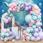 Load image into Gallery viewer, Mermaid Balloon Garland Arch Kit Under the Sea Party Decorations with Pastel Pink Blue Purple Gold Balloons Shell & Tail Foil Balloons Ocean Theme Birthday Baby Shower Décor