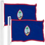 Load image into Gallery viewer, G128 2 Pack: Guam Guamanian Flag 3x5 Ft Printed 150D Polyester Indoor/Outdoor, Vibrant Colors, Brass Grommets, Quality Polyester, Much Thicker More Durable Than 100D 75D Polyester