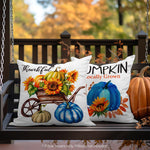 Load image into Gallery viewer, Fall Decoration Pumpkin Thankful Waterproof Throw Pillow Covers 18 x 18 In Set of 4, Beautiful Cushion Covers for Autumn Thanksgiving Sofa Couch Decoration