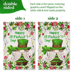 Load image into Gallery viewer, G128 Combo Pack: Garden Flag Stand Black 36 in x 16 in & Garden Flag Happy St. Patrick's Day Decoration Decoration Leprechaun Gnome 12x18 DoubleSided Blockout Fabric
