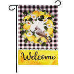 Load image into Gallery viewer, Garden Flag Welcome Bird with Fruit Wreath 12x18 Inch Bird Yellow Printed