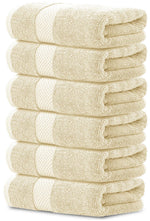 Load image into Gallery viewer, Luxury Hand Towels Turkish Cotton for Hotel Spa 16x30 inch 6 Pack Beige Color