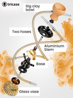 Load image into Gallery viewer, Gold Hookah set with everything Hookah Set 2 Hose Hookah – LilOne