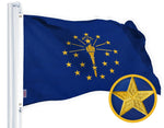 Load image into Gallery viewer, G128 Indiana State Flag 4x6 Ft StormFlyer Series Embroidered 220GSM Spun Polyester Embroidered Design, Indoor/Outdoor, Brass Grommets, Heavy Duty, All Weather