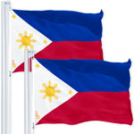 Load image into Gallery viewer, G128 2 Pack: Philippines (Philippine) Flag 3x5 feet Printed 150D Indoor/Outdoor, Vibrant Colors, Brass Grommets, Quality Polyester, Much Thicker More Durable Than 100D 75D Polyester