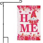 Load image into Gallery viewer, G128 Combo Pack: Garden Flag Stand Black 36 in x 16 in & Garden Flag Happy Valentine's Day Decoration Gnome Holding Love Sign 12x18 DoubleSided Blockout Fabric