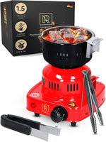 Load image into Gallery viewer, Red Multipurpose Electric Charcoal Starter Electric Charcoal Burner ETL Approved Electric Stove Coconut Charcoal Lighters with Tongs 450W Hot Plate Electric 304 Stainless Steel Coiled Burner