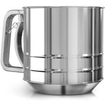 Load image into Gallery viewer, 5 Cup Flour Sifter for Baking – Large Capacity Flour Sifter Stainless Steel (5.1 x 5.1 ) with Double Mesh – One Hand Operation Designed for Quick & Easy Sifting