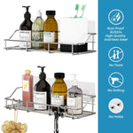 Load image into Gallery viewer, 2 Pack Silver Adhesive Shower Caddy Shower Shelf Organizer for Bathroom Organization with Hooks SUS304 Stainless Steel
