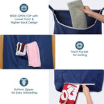 Load image into Gallery viewer, Fine Living Co. Large Hanging Laundry Hamper with Over Door Hooks & Adhesive Durable Space Saving Laundry Bag with Zipper and Wide Open Top Hanging Dorm Laundry Hamper (Navy Blue XL)
