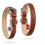 Load image into Gallery viewer, Soft Leather Dog Collar Adjustable Padded Dog Collar for Small Medium and Large Dogs Classic Puppy Collars for Large Breed Dogs Boy & Girl Dog Collars with Durable Buckle and QR Dog Tag (Brown)