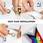 Load image into Gallery viewer, Combo Pack: 6 Ft Tangle Free Aluminum Spinning Flagpole (White) & LGBT Progress Rainbow Pride Flag 3x5 Ft, LiteWeave Pro Series Printed 150D Polyester Pole with Flag Included