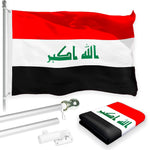 Load image into Gallery viewer, Flag Pole 6FT Silver Tangle Free and Iraq Flag 3x5 Ft Combo Printed 150D