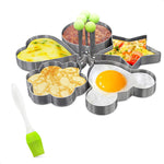 Load image into Gallery viewer, 5 Pcs Pancake Mold Set – Stainless Steel Pancake Molds for Griddle with Fun Shapes Comfortable Handles and Non Slip Design – Egg Shaper for Frying Pan With Silicone Brush for Easy Use & Cleaning
