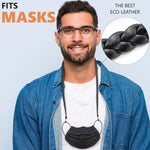 Load image into Gallery viewer, Eye Glass String Strap Holder Premium ECO Leather 2 Cords Black 30 inch Length