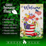 Load image into Gallery viewer, House Flag Welcome USA Patriotic Flower Pot 28x40 Inch Printed Blockout