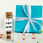 Load image into Gallery viewer, Kseniya Revta Gifts for Dad Personalized Present for Dads Birthday Classy Decorative Presents for Father Future Dad Gift (Brown Bear Papa Bear Message Bottle in Teal Gift Box)