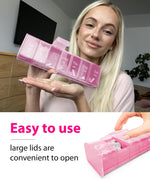 Load image into Gallery viewer, Extra Large Pill Organizer Pink XXL Vitamin Holder for Weekly Supplements Double Sided Pill Box 7 Day with Big AM PM Compartments Huge Daily Medicine Dispenser 2 Times a Day Reliable and Easy to Use
