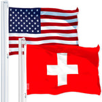 Load image into Gallery viewer, G128 Combo Pack: USA American Flag 3x5 Ft 150D Printed Stars & Switzerland (Swiss) Flag 3x5 Ft 150D Printed