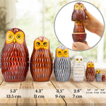 Load image into Gallery viewer, Owl Nesting Dolls Set of 7 Hand Painted Wooden Owl Figurines Unique Owl Home