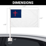 Load image into Gallery viewer, G128 2 Pack: Christian Car Flag 11x17 In Double LiteWeave Pro Series Double Sided Printed 150D Polyester Flagpole Included Perfect for Festival Celebrations, Parades
