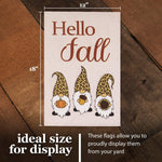 Load image into Gallery viewer, G128 Combo Pack: Garden Flag Stand Black 36 in x 16 in & Garden Flag Hello Fall Decoration Three Gnomes with Pumpkin Acorn Sunflower 12x18 DoubleSided Burlap Fabric