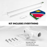 Load image into Gallery viewer, Combo Pack 6 Ft Tangle Free Aluminum Spinning Flagpole Silver Namibia Namibian
