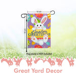 Load image into Gallery viewer, Easter Greetings with White Bunny Eggs Garden Flag 12x18 Inch Printed 150D
