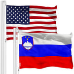 Load image into Gallery viewer, G128 Combo Pack: American USA Flag 3x5 Ft & Slovenia Flag 3x5 Ft, Both Printed 150D Polyester, Indoor/Outdoor, Brass Grommets