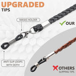 Load image into Gallery viewer, Eye Glass String Strap Holder Premium ECO Leather 2 Cords Black 30 inch Length
