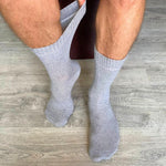 Load image into Gallery viewer, Mens Diabetic Socks Size 9 to 12 Wide Loose Top 6 Pairs Seamless Toe Cotton Diabetic Dress Socks for Men Shoe Size Light Gray