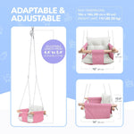 Load image into Gallery viewer, Pink Canvas Baby Swing Wooden Hanging Swing Seat Chair with Safety Belt Durable Baby Swing Chair Outdoor and Indoor Swing for Kids Mounting Hardware Included Pink