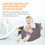 Load image into Gallery viewer, Dark Gray Canvas Baby Swing Wooden Hanging Swing Seat Chair with Safety Belt Durable Baby Swing Chair Outdoor and Indoor Swing for Kids Mounting Hardware Included Dark Gray