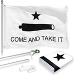 Load image into Gallery viewer, Combo Pack 6 Feet Tangle Free Spinning Flagpole Silver Come and Take It Flag