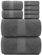 Load image into Gallery viewer, Luxury Dark Gray Bath Towel Set 8 Pcs Combed Cotton 700GSM Hotel Quality