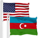 Load image into Gallery viewer, G128 Combo Pack: American USA Flag 3x5 Ft & Azerbaijan Azerbaijanis Azeris Flag Both LiteWeave Pro Series Printed 150D Polyester, Brass Grommets