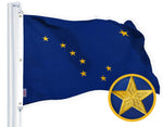 Load image into Gallery viewer, G128 Alaska State Flag 6x10 Ft StormFlyer Series Embroidered 220GSM Spun Polyester Embroidered Design, Indoor/Outdoor, Brass Grommets, Heavy Duty, All Weather