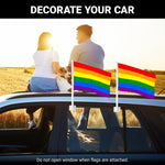 Load image into Gallery viewer, G128 2 Pack: LGBT Rainbow Pride Car Flag 11x17 In Double LiteWeave Pro Series Double Sided Printed 150D Polyester Flagpole Included Perfect for Festival Celebrations, Parades