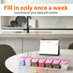 Load image into Gallery viewer, Extra Large Pill Organizer Pink White 2 Times A Day Big Pill Box 7 Day Am Pm XL