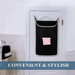 Load image into Gallery viewer, The Fine Living Co. Large Hanging Laundry Hamper with Over Door Hooks & Adhesive Durable Space Saving Laundry Bag with Zipper and Wide Open Top Hanging Dorm Laundry Hamper 18 x4.75 x28 (Black L)
