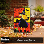 Load image into Gallery viewer, G128 Combo Pack: Garden Flag Stand Black 36x16 Inch & Garden Flag Witch Bats Spiders 12x18 Inch