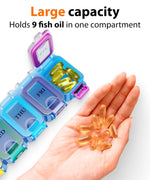 Load image into Gallery viewer, Weekly Pill Organizer 1 time a Day Pill Box 7 Day with Waterproof Seal Large compartments Hold Big Vitamins & Supplements Upgraded Locking lids for Home & Travel use Durable Hard case
