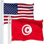 Load image into Gallery viewer, G128 Combo Pack: USA American Flag 3x5 Ft 150D Printed Stars & Tunisia (Tunisian) Flag 3x5 Ft 150D Printed