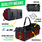 Load image into Gallery viewer, Trunk Organizer with Covering Net Attachable Non Slip Pads and Stainless Hooks Red Black