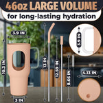 Load image into Gallery viewer, 46 Oz Glass Tumbler with Straw and Lid Peach Glass Water Bottle with Natural Bamboo Lid 2 Slim and Boba Straws Silicone Sleeve Dishwasher Safe Car Holder Friendly Ergonomic Grip Easy Visibility