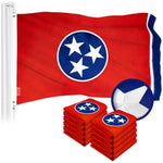 Load image into Gallery viewer, G128 10 Pack: Tennessee TN State Flag 2x3 Ft ToughWeave Series Embroidered 300D Polyester Embroidered Design, Indoor/Outdoor, Brass Grommets