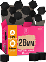 Load image into Gallery viewer, New 26 mm Hookah Charcoal Hookah Coals for Hookah Coconut – XL Pack 80 Count & 1.2 KG (2.6 lbs) – Premium Quality – 100% Natural Coconut Hookah Charcoal Cubes – NOT Quick Light