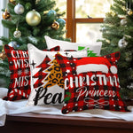 Load image into Gallery viewer, Christmas Decoration Farmhouse Pine Spruce Waterproof Throw Pillow 18 x 18 in Set of 4, Beautiful Cushion Covers for Christmas Sofa Couch Decoration, Pillow Insert Included
