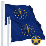 Load image into Gallery viewer, G128 2 Pack: Indiana IN State Flag 4x6 Ft StormFlyer Series Embroidered 220GSM Spun Polyester Embroidered Design, Indoor/Outdoor, Brass Grommets, Heavy Duty, All Weather